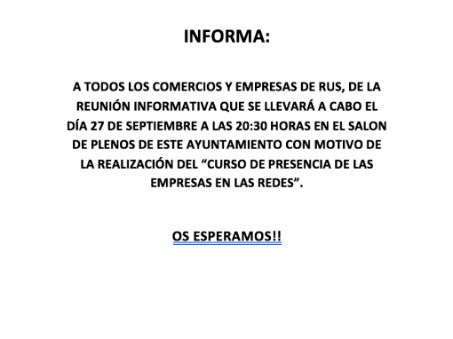 REUNIÓN INFORMATIVA PARA COMERCIOS Y EMPRESAS