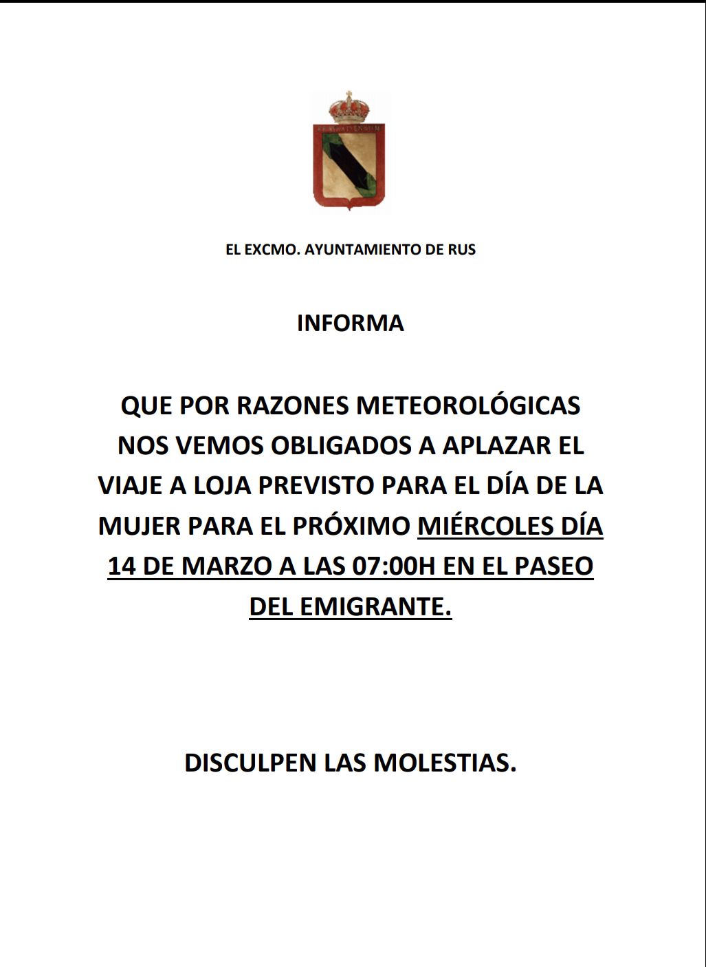 Viaje a Loja aplazado