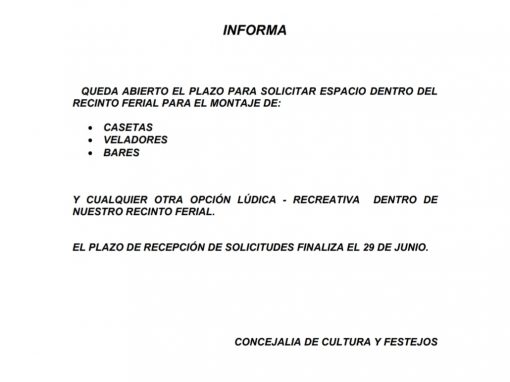 Plazo para solicitar espacio en el ferial